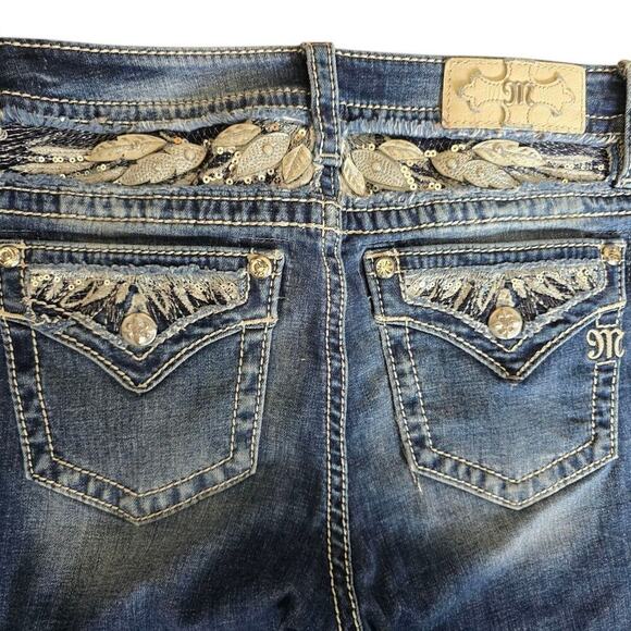 Miss Me Chloe Bootcut Denim Jean Bling Jewels Size 30 - Picture 5 of 12